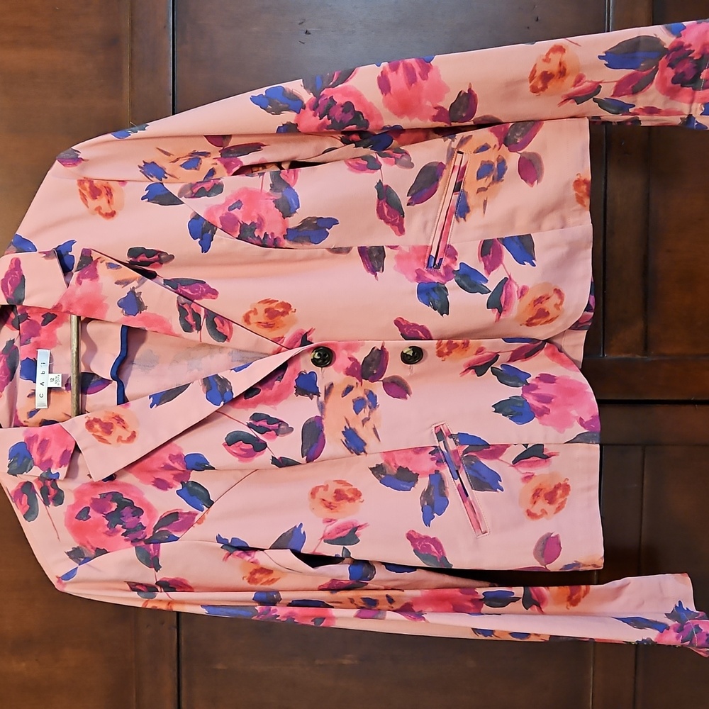 CAbi 804 Pink Floral Rose Garden Jacket , Size 12 - Picture 2 of 11